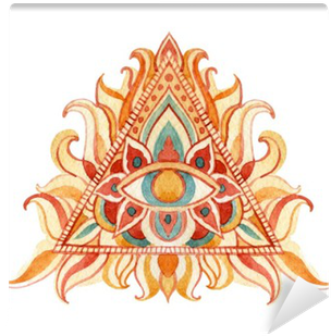 Watercolor All Seeing Eye Symbol In Pyramid - Piramide Acuarela (400x400), Png Download