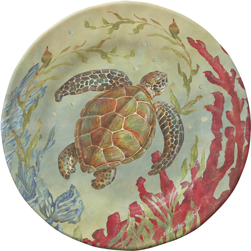 Merritt Sea - Merritt Sea Life 8.25" Round Salad Plates, Sea Turtle, (600x500), Png Download