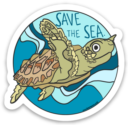 Image Of Save The Sea Turtle - Save The Sea Turtle Sticker (415x407), Png Download