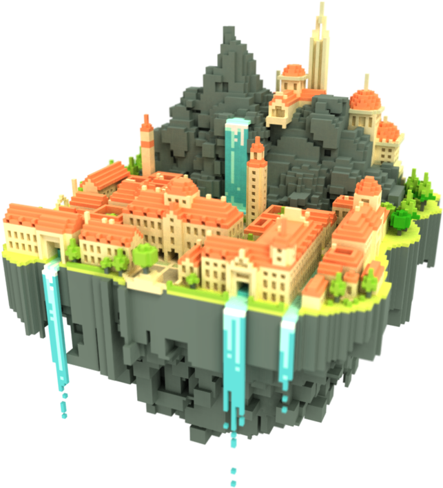 Front 364 Kb - 3d Model Floating Island (960x800), Png Download