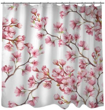 Seamless Pattern With Cherry Blossoms - Window Covering (400x400), Png Download