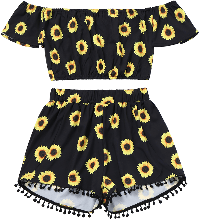 Package Contents, 1 X Crop Top 1 X Shorts - Sunflower Crop Top And Shorts (700x931), Png Download