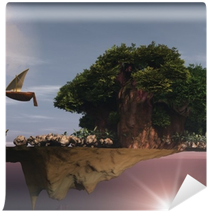 Dream-scape Surreal Floating Island And Baobab Trees - Dreamscape (400x400), Png Download