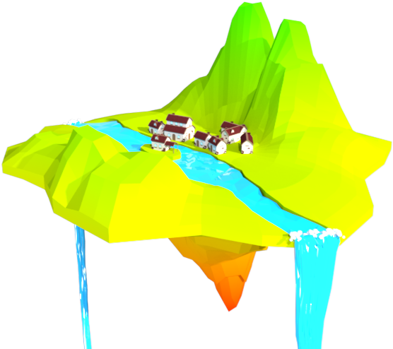 A Floating Island Made Of A Simple Shape And Few Houses - Floating Island (960x540), Png Download
