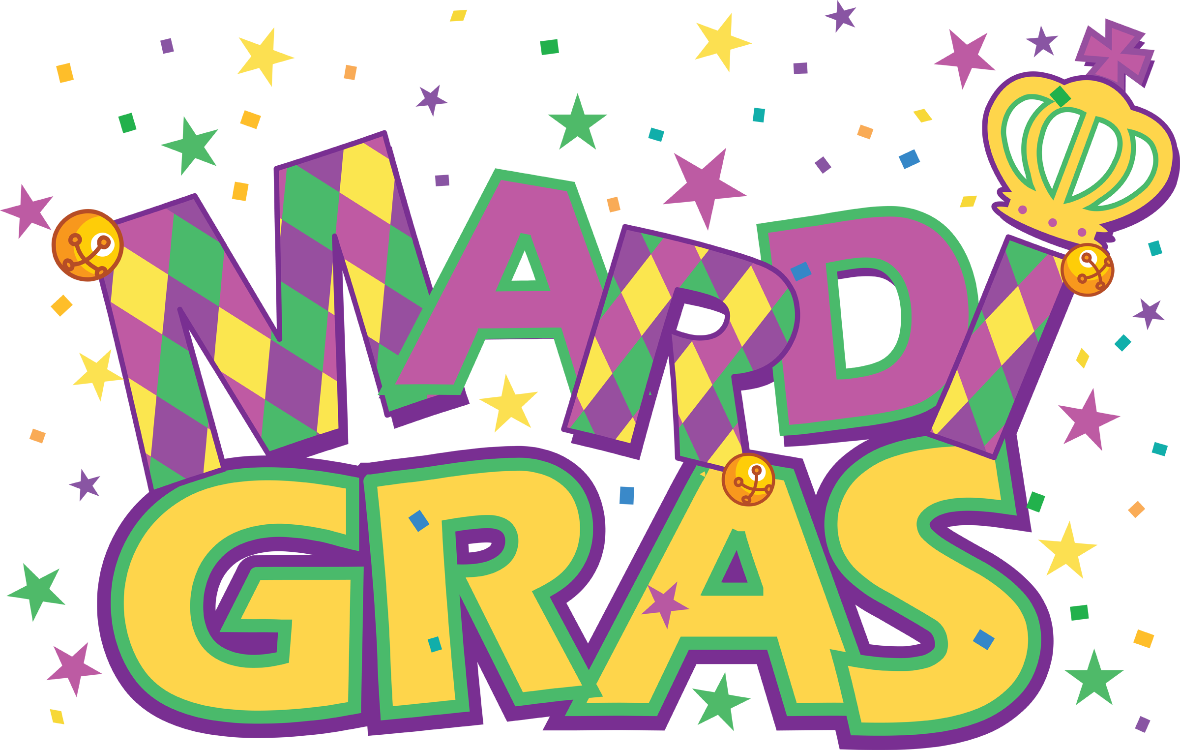 Mardi Gras Beads Clip Art Png Download - Mardi Gras Day Clip Art (2400x1525), Png Download