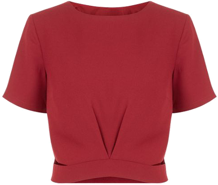 Crop Top Bordeaux En Crêpe Avec Découpes - Czerwona Sukienka In The Present (450x379), Png Download