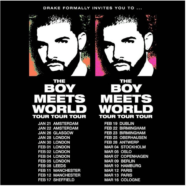 Drake Announces 'boy Meets World' European Tour - Drake Europe Tour 2017 (900x602), Png Download
