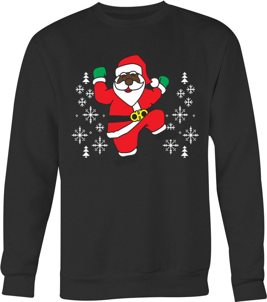 2 Chainz Ugly Christmas Sweater Dancing Santa T-shirt - Hit Dem Folks Sweater (1000x1000), Png Download