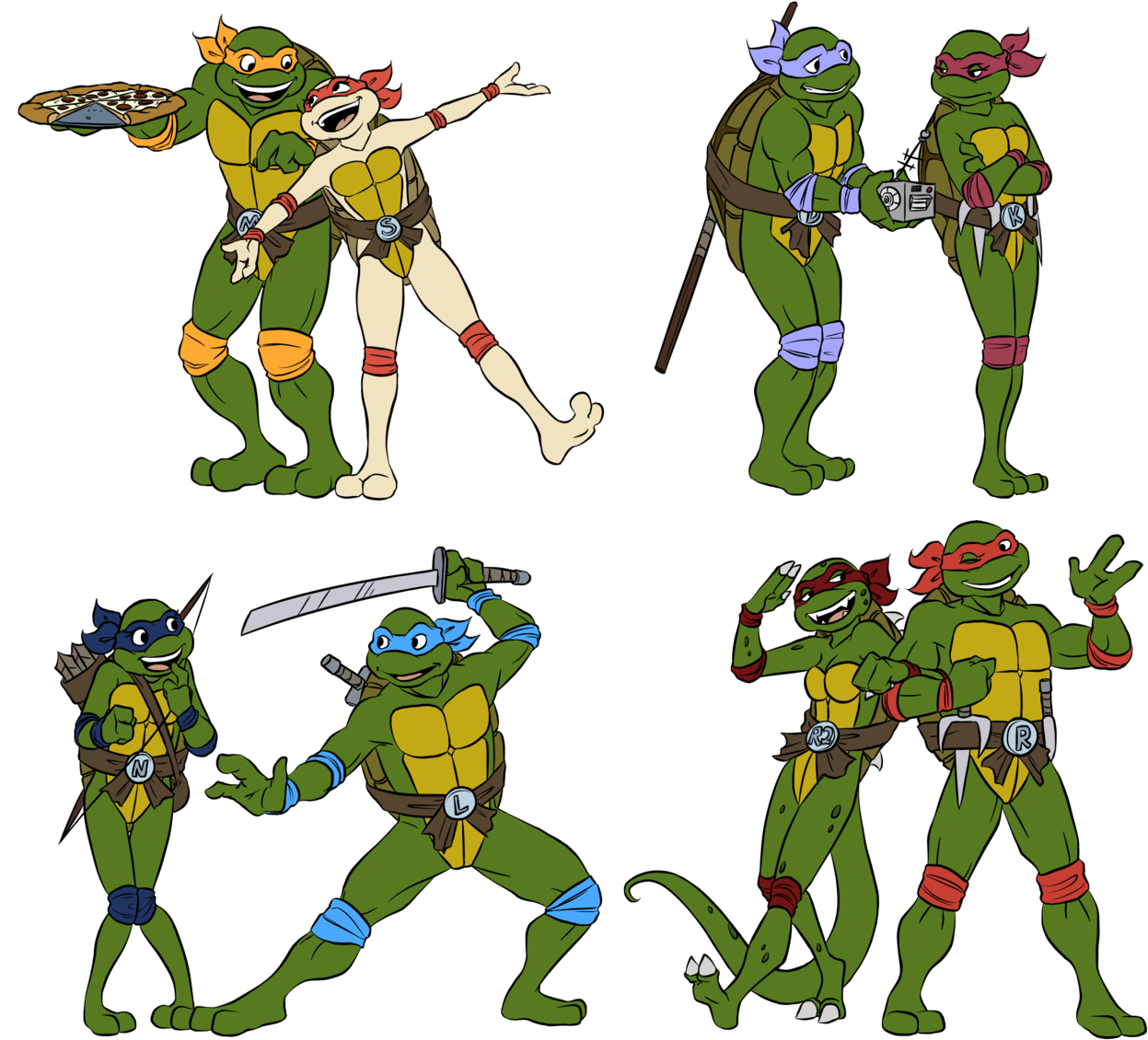 Kicking It Old School By R Ninjaturtle - Venus De Milo Tortuga Ninja (1280x1182), Png Download