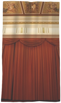 Old Theater Stage And Red Curtain Sheer Window Curtain - Plywood (400x400), Png Download