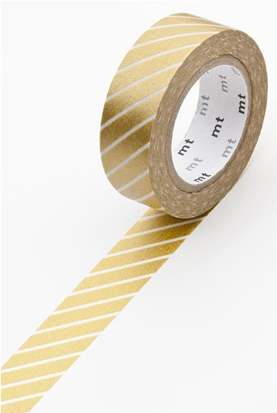 Mt Masking Tape Gold Stripe - Mt Washi Masking Tape - 15mm X 10m - Stripe Gold (600x600), Png Download