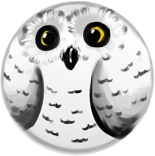 A Slightly Stylized Snowy Owl - Snowy Owl (517x527), Png Download