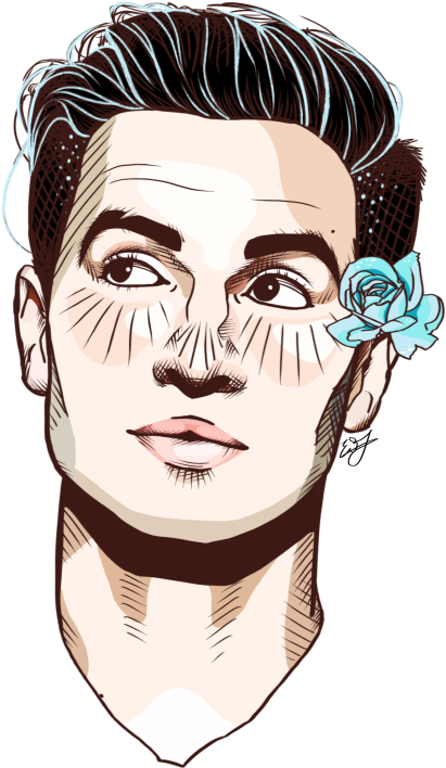 Brendon Urie Panic - Panic At The Disco Drawings (500x707), Png Download