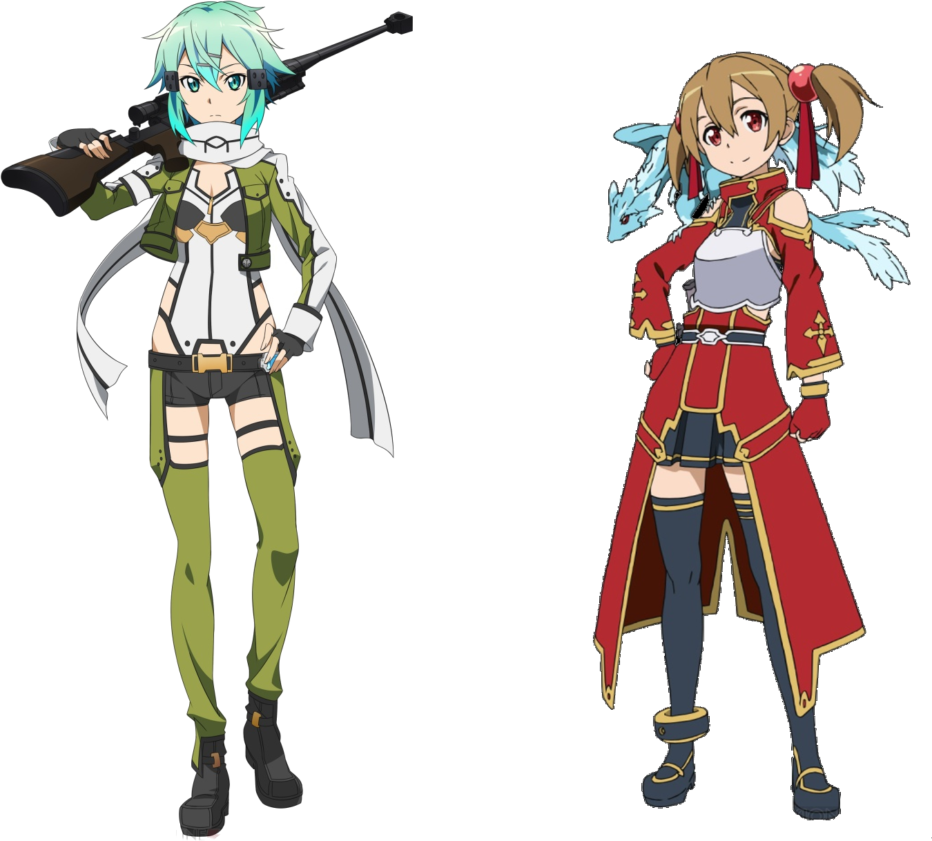 Sinon And Silica - Sword Art Online Style (1406x1280), Png Download