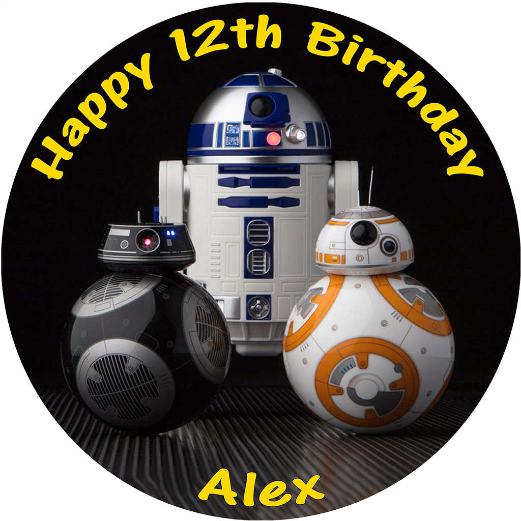 Star Wars Last Jedi Bb8 R2d2 Bb9e Personalised Round - Sphero Bb-9e App-enabled Droid (1024x1024), Png Download