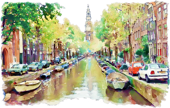 Click And Drag To Re-position The Image, If Desired - Amsterdam Black And White Canvas (600x410), Png Download