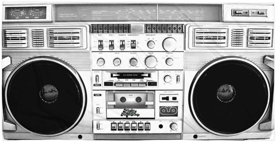 Mighty High Coup Boombox Towel - Boombox, Retro, Sticker (oval) (1000x1000), Png Download