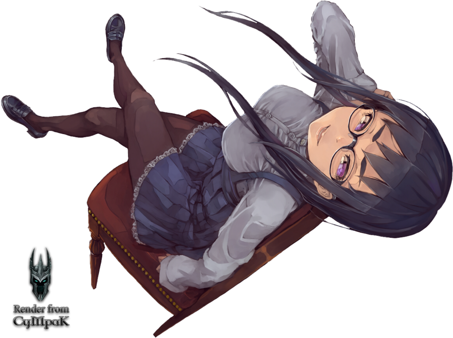 A Girl In Glasses Render By Mpakyc-d57k91d - Dark Skin Anime Girl Glasses (900x671), Png Download