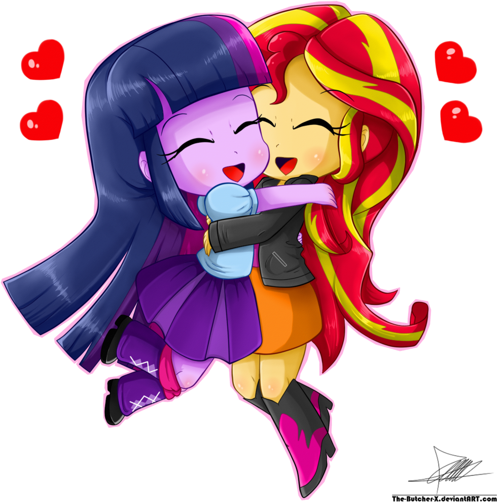 Midnight Sparkle And Sunset Shimmer Fan Art (1024x1024), Png Download