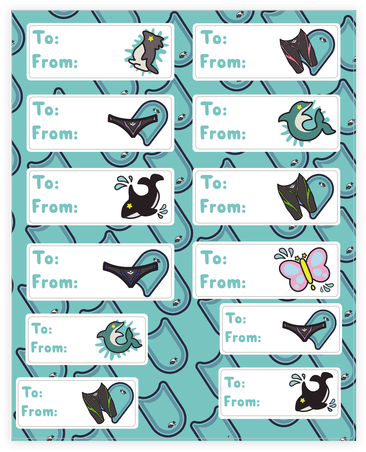 Swimming Anime Mascot Gift Tags Sticker/decal Sheet - Christmas Gift Tags Anime (484x484), Png Download