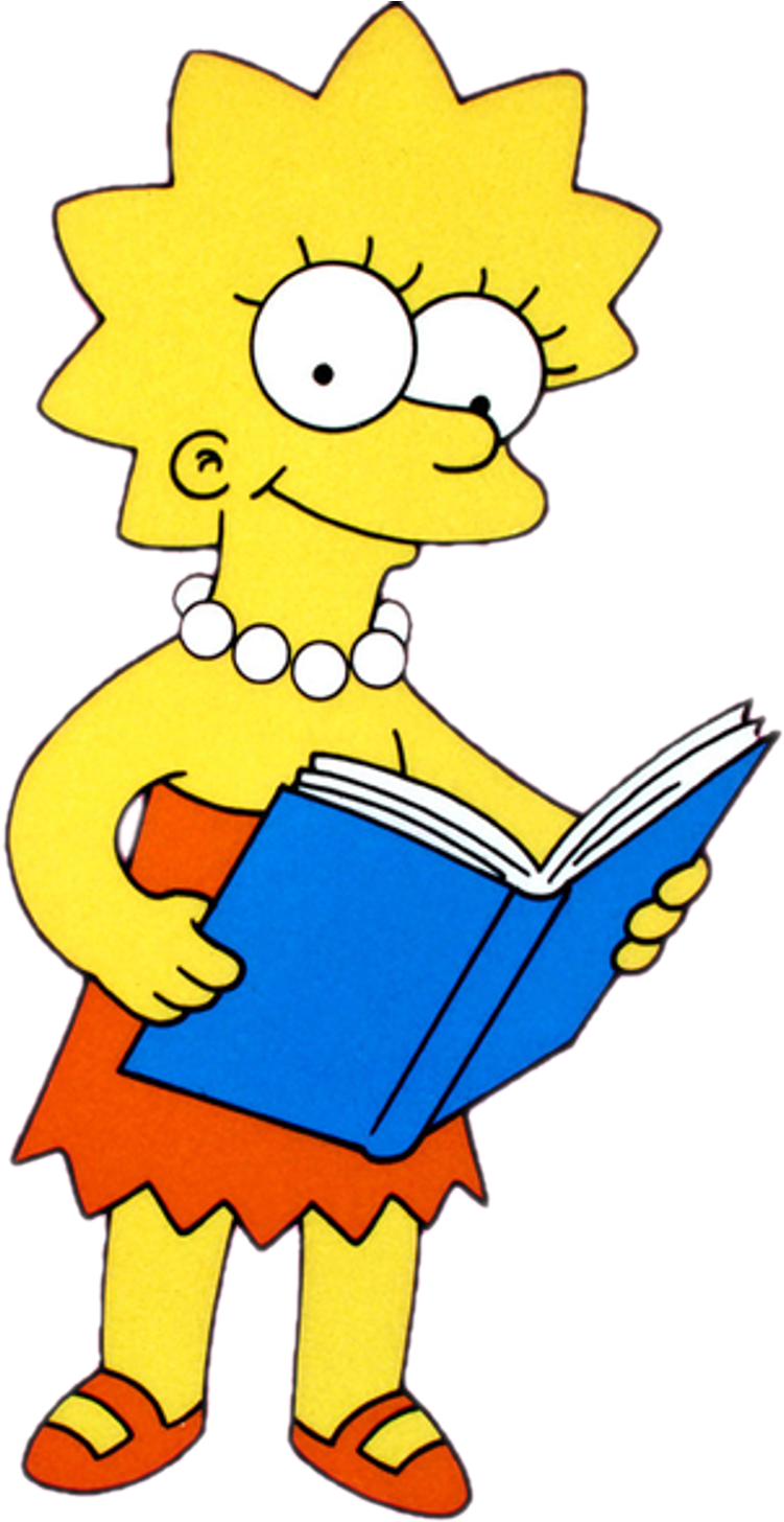 File History - Lisa Simpson Reading A Book (820x1464), Png Download