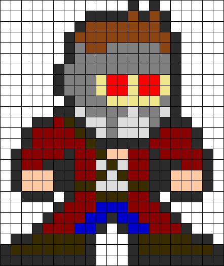 Guardians Of The Galaxy Star Lord Peter Quill Perler - Pixel Art Star Lord (442x526), Png Download