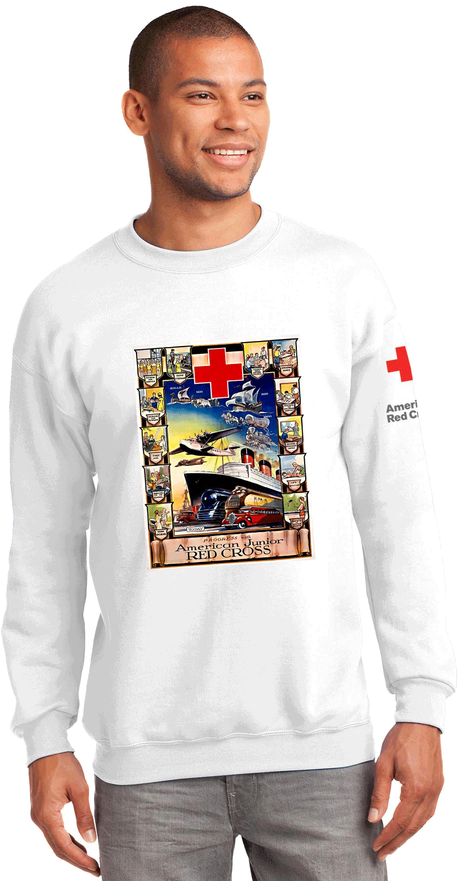 Unisex Crew Neck With American Junior Red Cross Boat - Rolex Crewneck Sweatshirt (1800x1800), Png Download