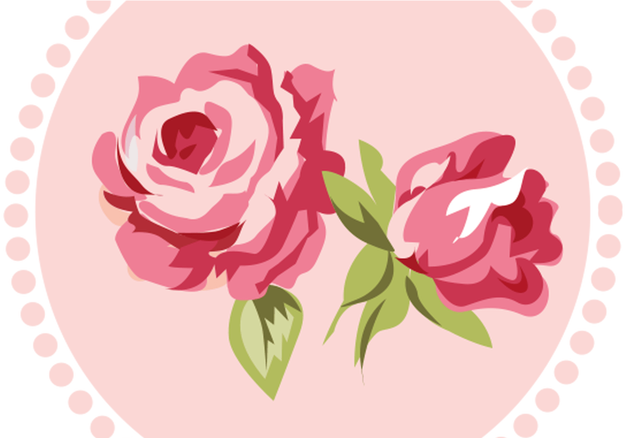 Pink Rose Clipart Shabby Chic Pencil And In Color Pink - Bat Mitzvah Logo (1368x855), Png Download