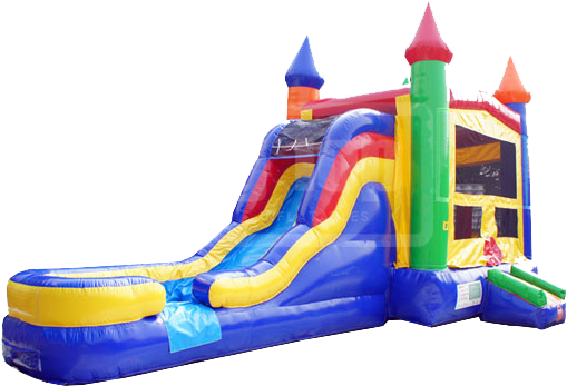 Castle Combo Waterslide - Bounce House Water Slide Combo (525x370), Png Download