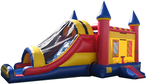 Combination Bounce-house Slide Wih A Net - Inflatable Castle (500x312), Png Download