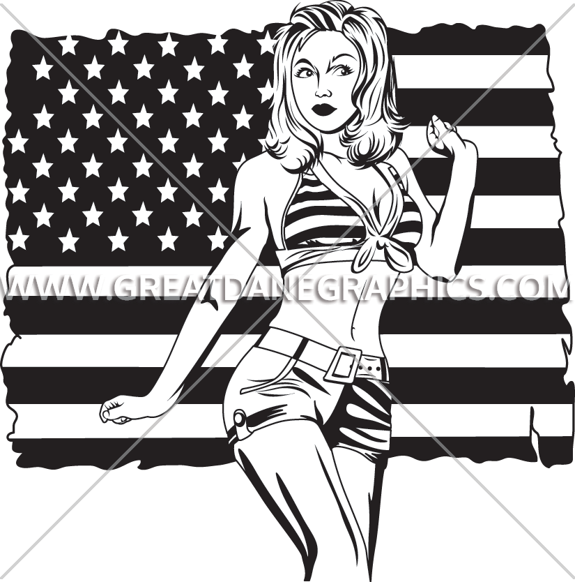 American Pinup Girl Production Ready Artwork For - Us Flag (825x834), Png Download
