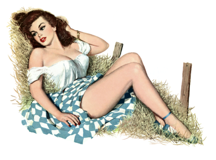 66170440 1288879971 13 - Pinup Brunette At The Farm Canvas Art - (18 X 24) (700x525), Png Download