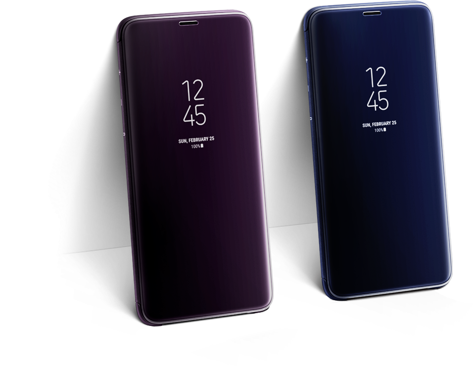 S-view Flip Cover On Three Galaxy S9 S Displaying Aod - Flip Cover Samsung Galaxy S9 (1206x767), Png Download