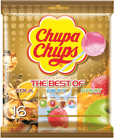 Chupa Chups The Best Of Cream Cola Fruit Lollipops - Chupa Chups The Best (500x606), Png Download