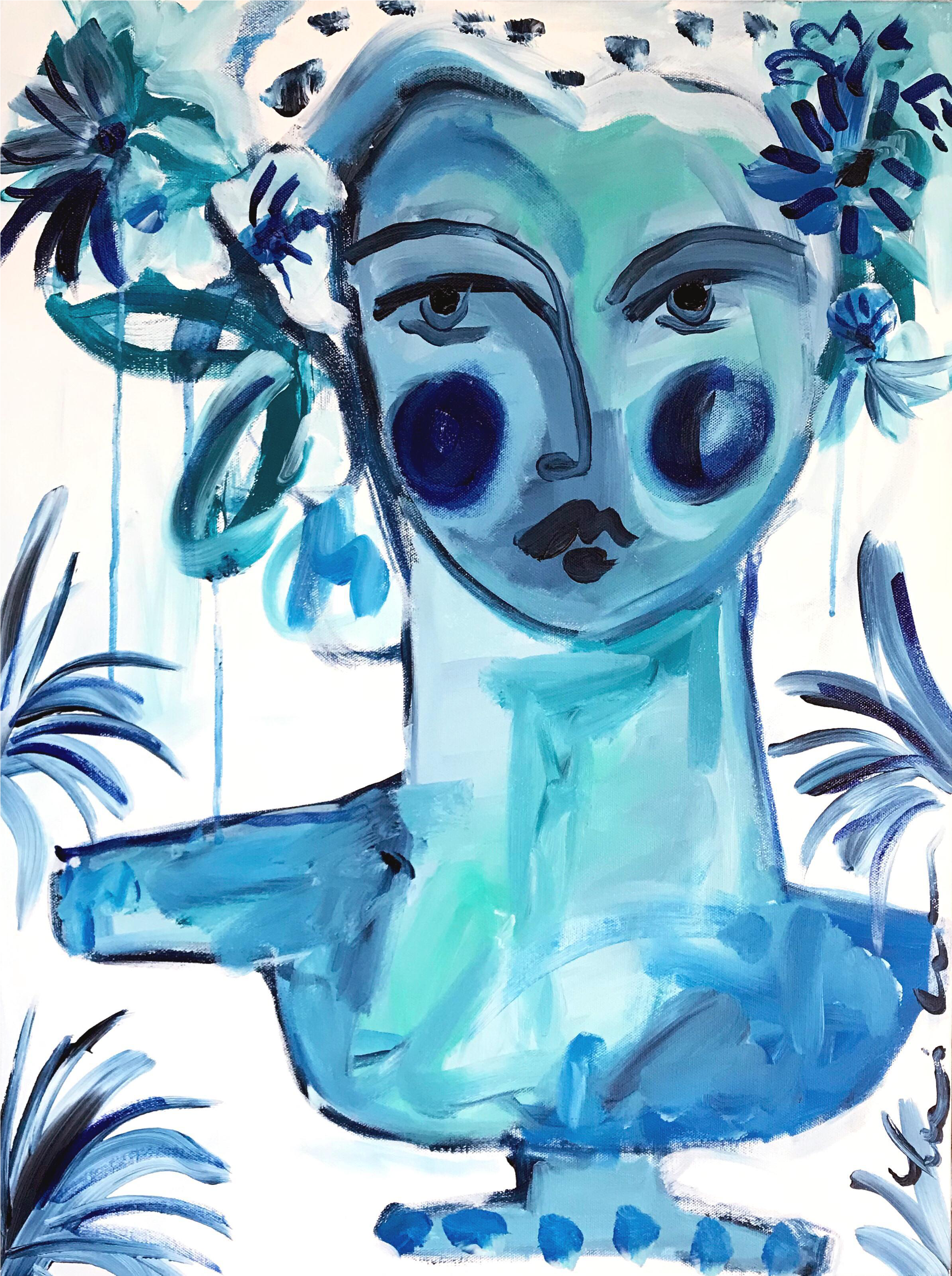 "blue Lady Bust" Painting On Chairish (2658x3563), Png Download