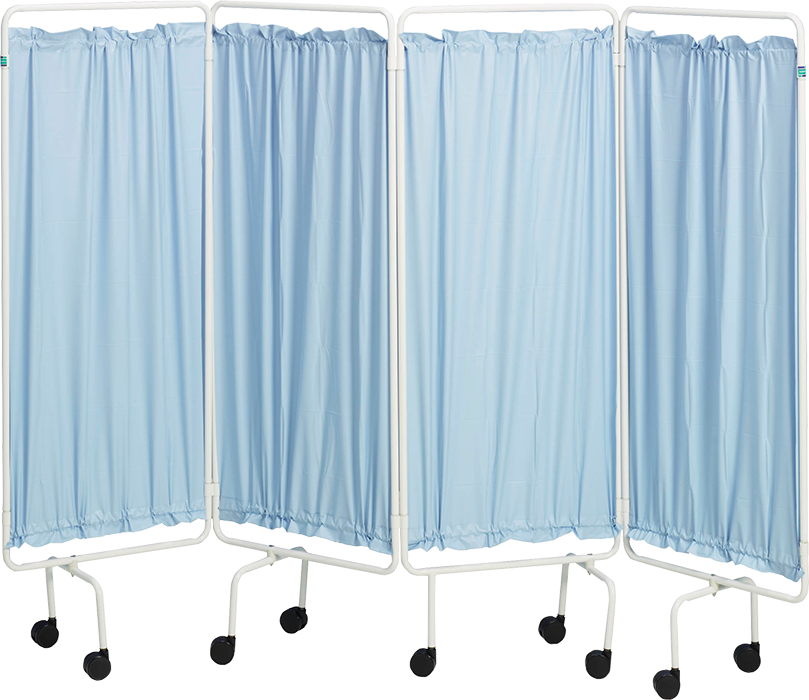 Shown With Polyester Curtains - Hospital Curtain On Wheels (809x700), Png Download