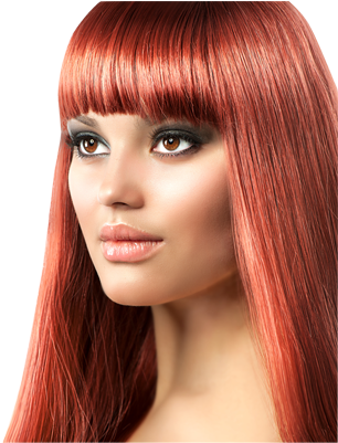 Red China Bangs - Red Wig With Bangs (364x400), Png Download