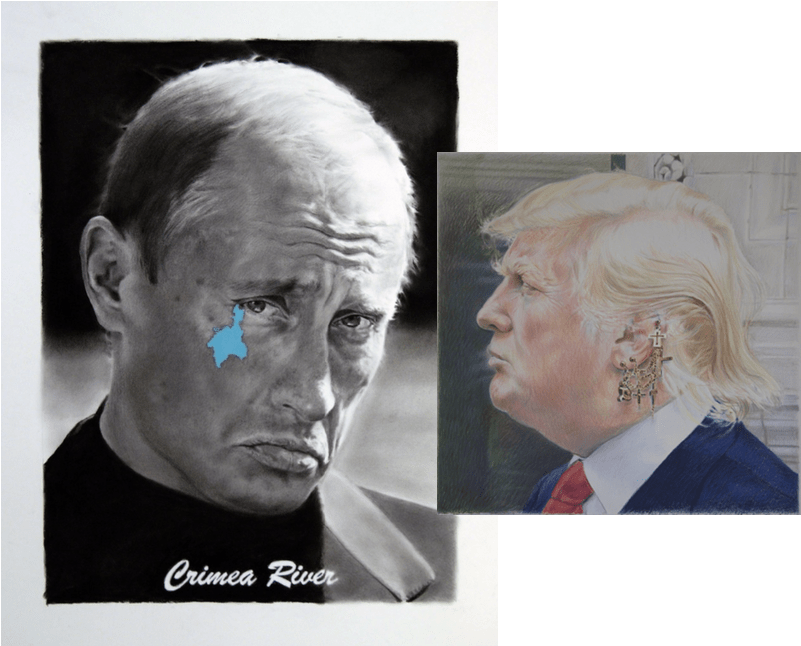 Crimea River Vladamir Putin Donald J Trump 2016 - Colored Pencil (800x775), Png Download
