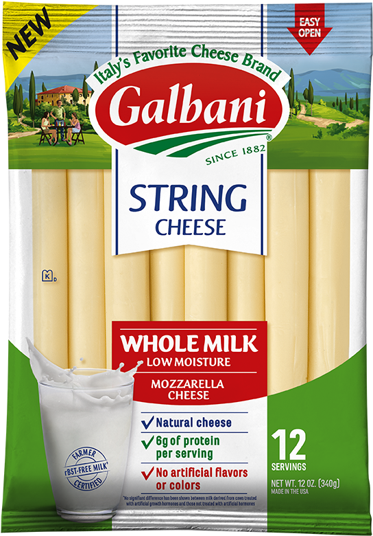 Whole Milk Mozzarella String Cheese - Galbani Mozzarella String Cheese (615x851), Png Download