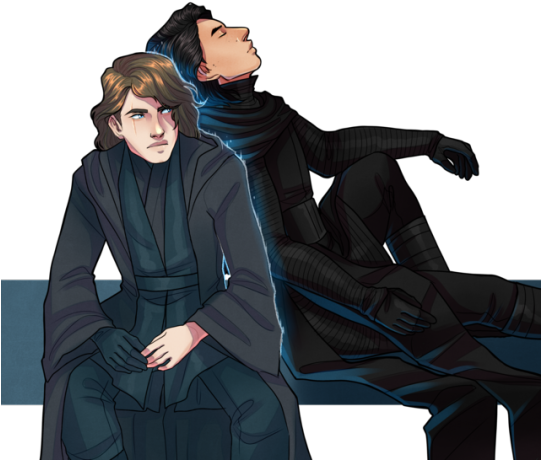 Kylo Ren And His Grandfather, Anakin Skywalker By Http - Star Wars Kylo Ren And Anakin (540x467), Png Download