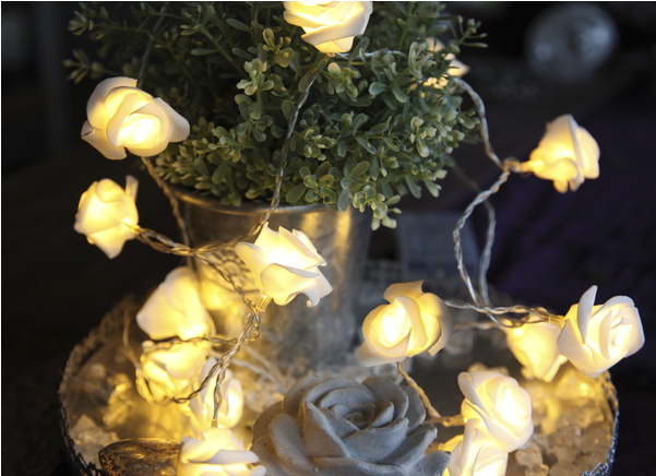 Light Chain Rosebush - Star 726-29 2.1 M Rose Basket Battery Operated 15 Warm (600x600), Png Download