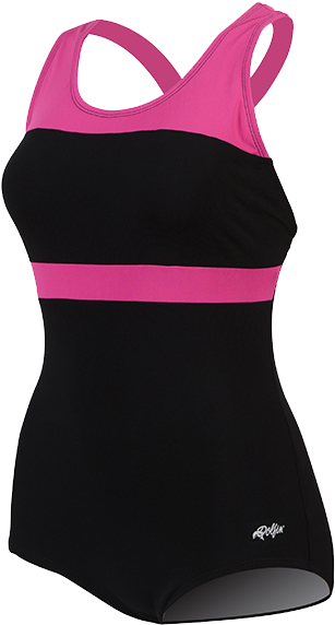 Dolfin Conservative Black/pink Color Block Lap Suit - Dolfin 68553-723 Conservative Lap Suit Colour Block (600x600), Png Download