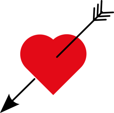 602px-love Heart With Arrow - Love Heart With Arrow (380x378), Png Download