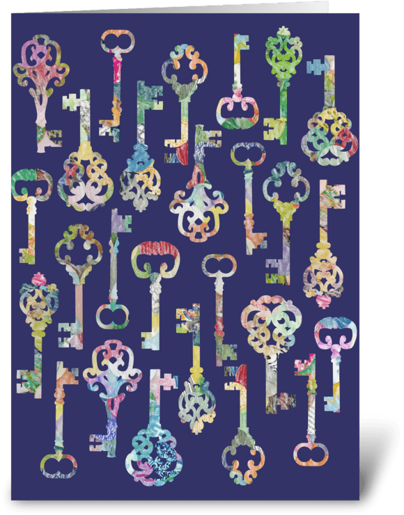 Rainbow Skeleton Keys Greeting Card - Rainbow Keys Laptop Sleeve - 13" (700x792), Png Download