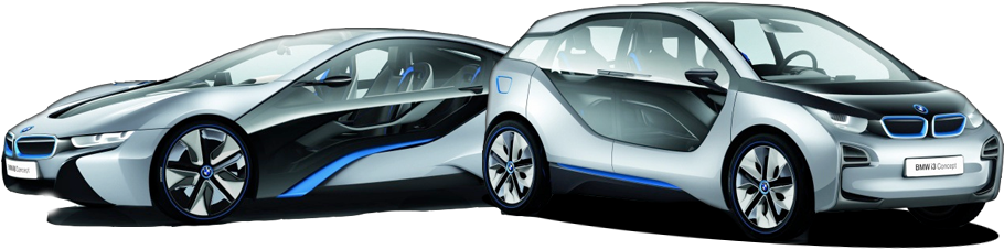 Clipart Freeuse Download Bmw Drawing I8 - Bmw I3 Und I8 (972x260), Png Download