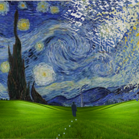 Starry Night Van Gogh Drawing (480x480), Png Download