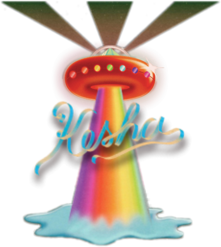 Kesha Rainbow Spaceship Water Trippy Pschedelic Sticker - Kesha Spaceship Png (1024x1024), Png Download