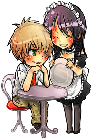Misaki Chan Y Usuy Takumy - Kaichou Maid Sama Chibi (389x490), Png Download