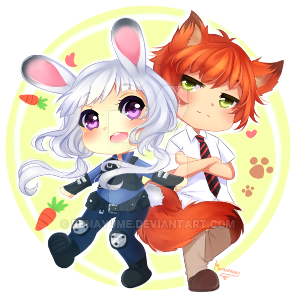 Zootopia Judy Chibi Png Svg Transparent Library - Nick X Judy Chibi (600x603), Png Download