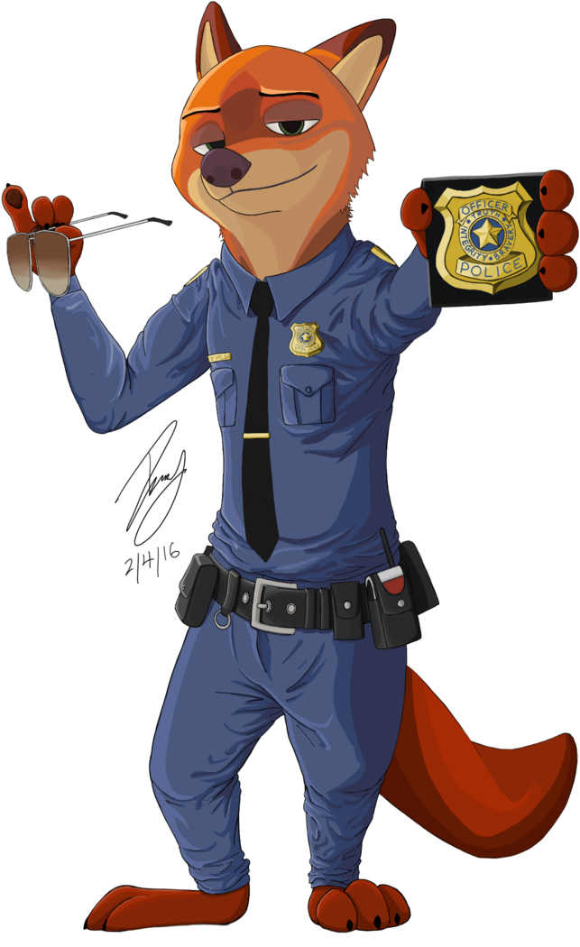Nick Wilde On Twitter - Nick Wilde Police Officer (670x1191), Png Download